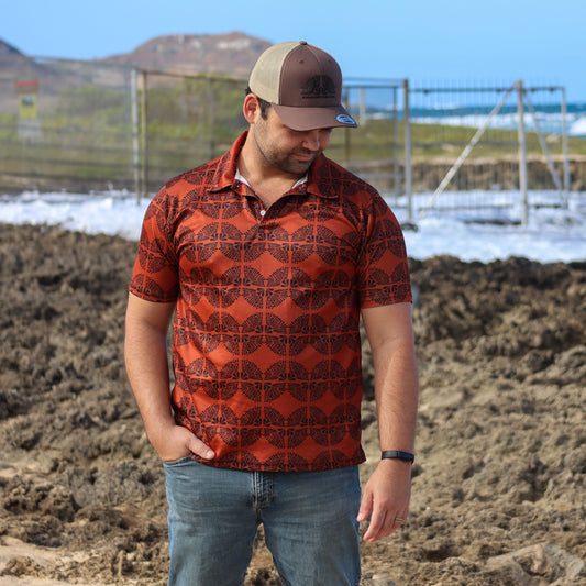 'Ōhi'a Polo in Burnt Orange - 3-6 Week Processing Time