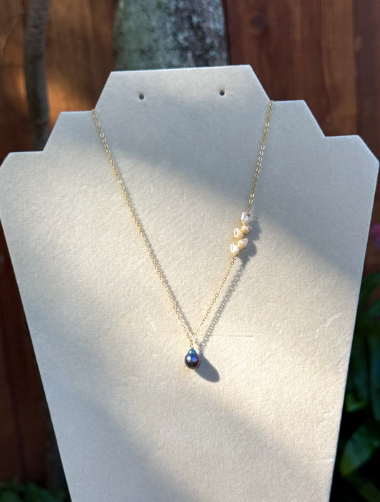 Niihau Momi Shell and Freshwater Pearl Necklace