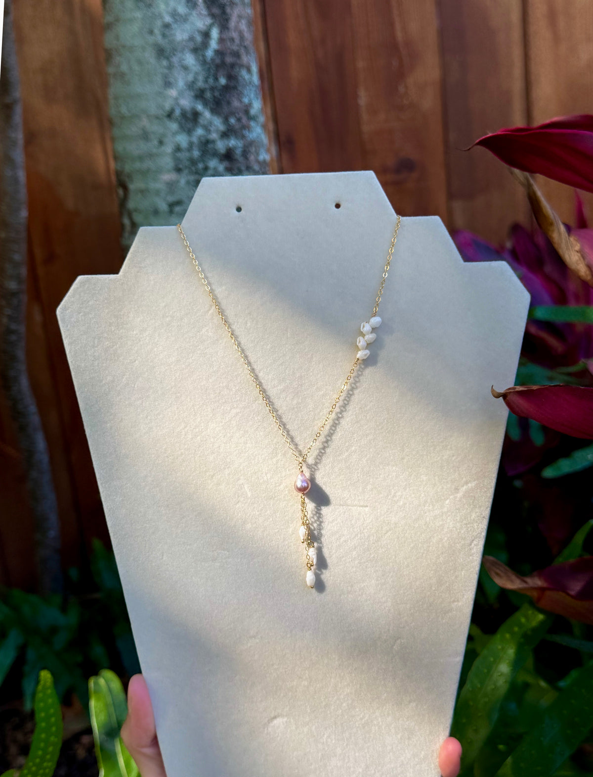 Niihau Momi, Laiki Shell and Edison Pearl Necklace