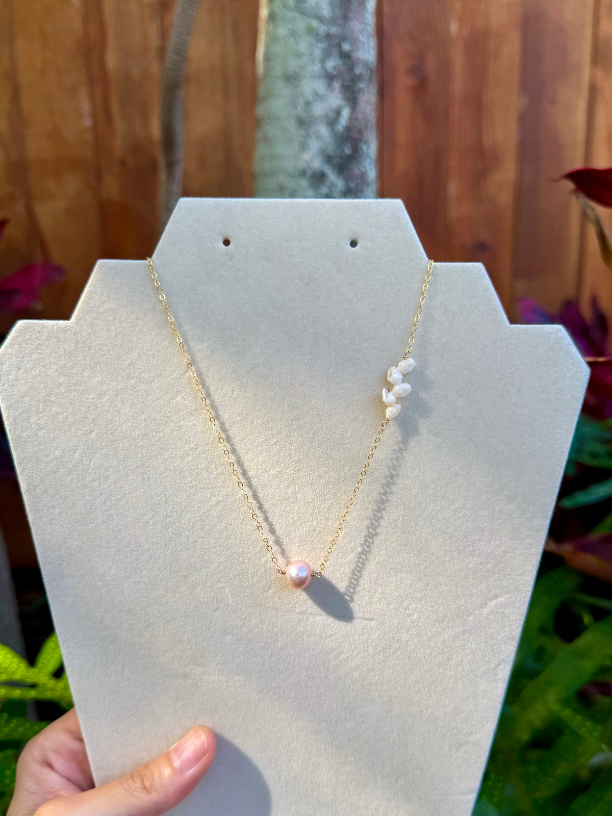 Niihau Momi Shell and Edison Pearl Necklace