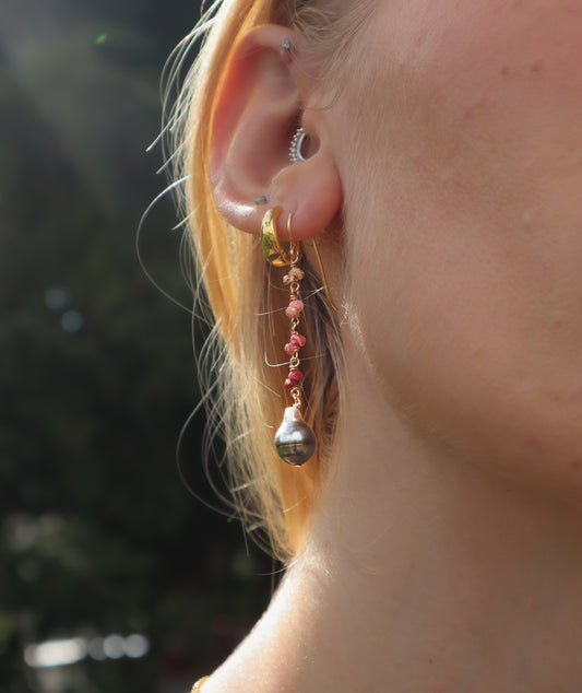 Ombré Niihau Kahelelani and Pearl Earrings