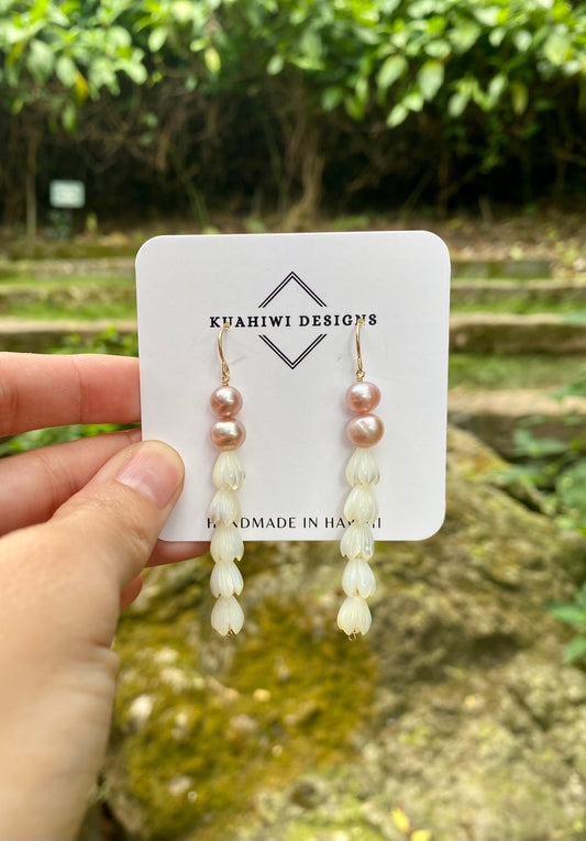 Edison Pearl and Pikake Earrings